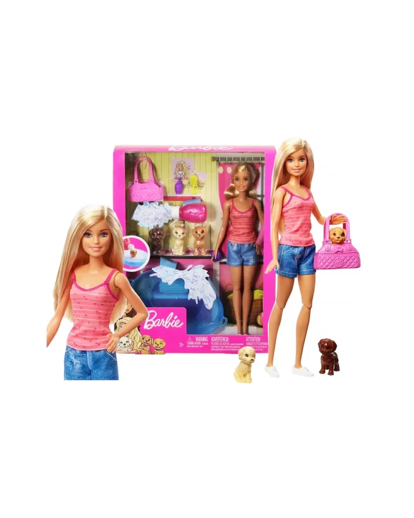 Barbie Doll, Blonde, And Playset With 3 Puppies, Bathtub And Accessories GDJ37 - Image 9