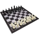 Black Magnetic Chess Set with Foldable Chessboard 2610-B